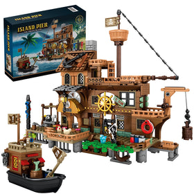 RiceBlock pirate ship building toy showcases a detailed ship design for imaginative play
