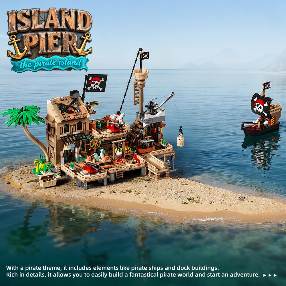 RiceBlock Pirate Ship Set ready for sailing adventures and creative missions.