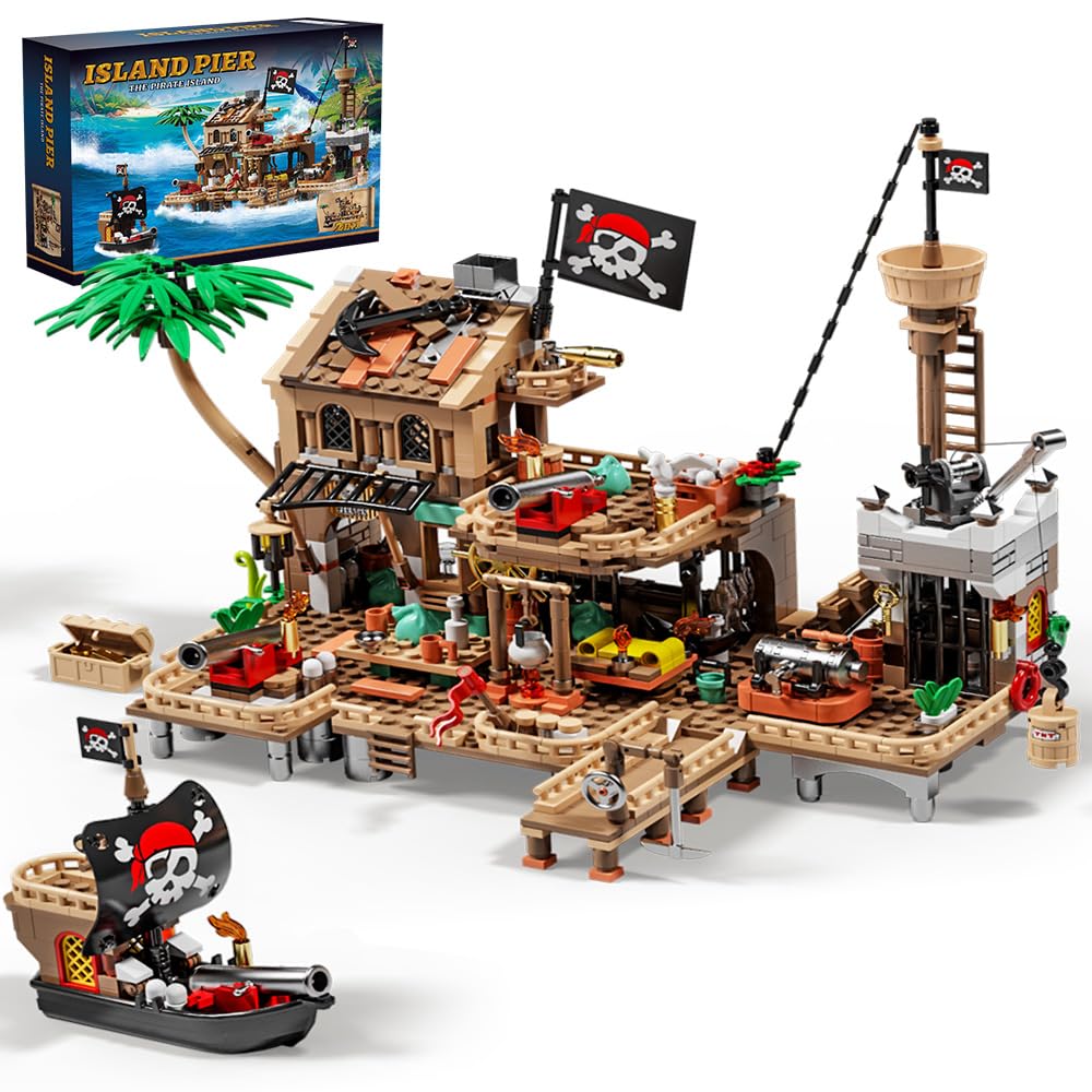 RiceBlock Pirate Town House front view promotes imaginative pirate play and storytelling.