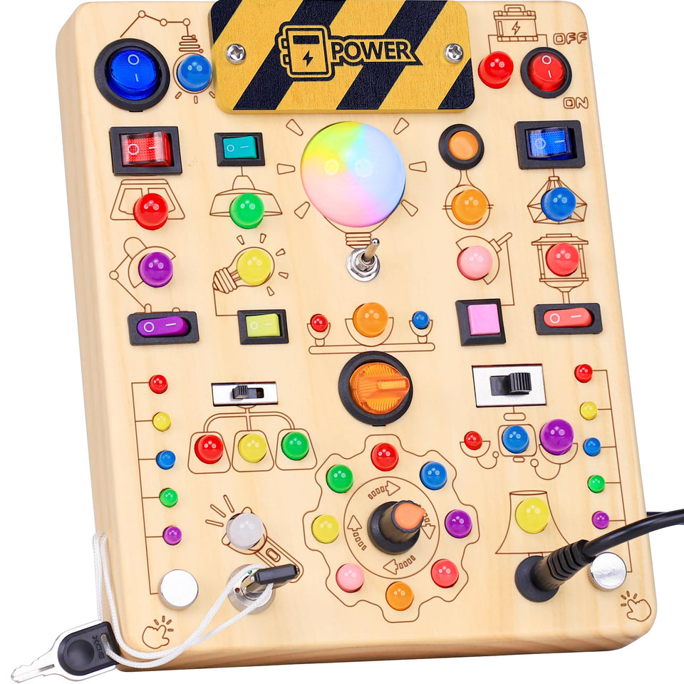 RichBoy Busy Board with 40 LED lights for engaging sensory play