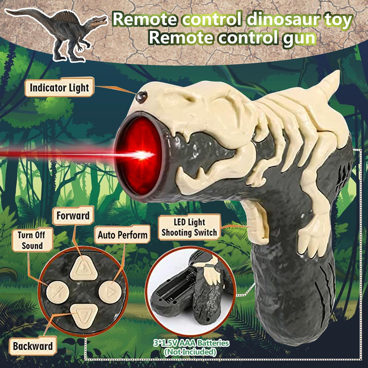Richgv Spinosaurus water mist spray adds refreshing sensory effect.
