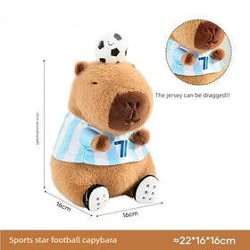 RichRabbit capybara plush athlete design close-up showing playful energy and unique detail.
