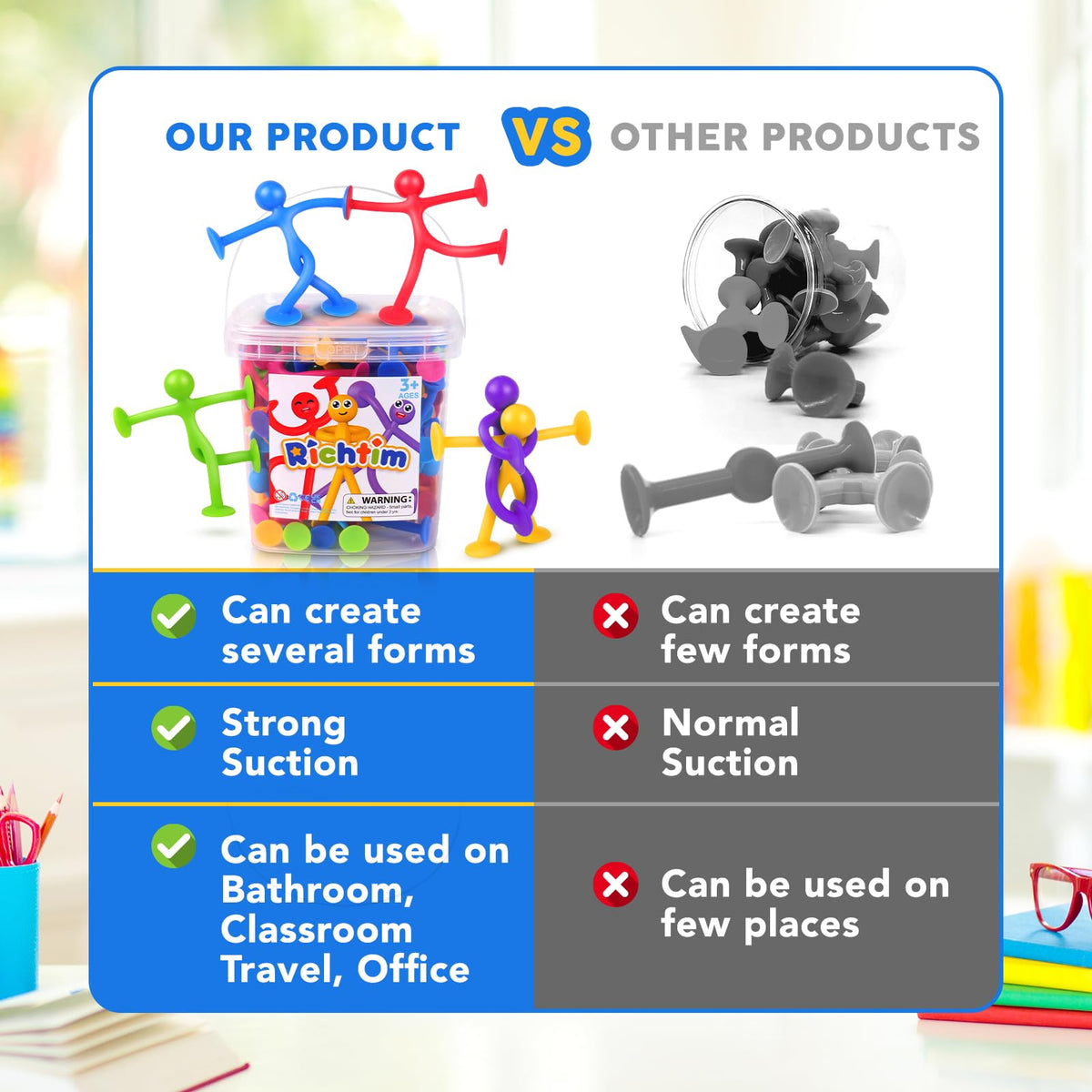 Richtim bright colors and strong elasticity inspire imagination and hands-on skills.