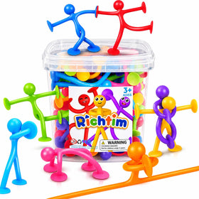 Richtim suction cup people toys with four adsorption points boost creative play and stacking.