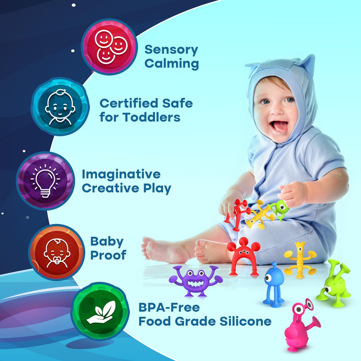 Richtim travel-friendly suction toys support car and plane activity