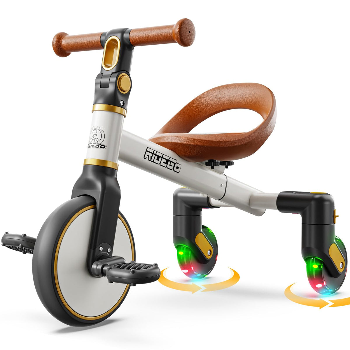 Ridego 3-in-1 toddler tricycle in balance mode supports early coordination outdoors.