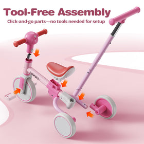 Ridego balance bike mode builds confidence on two wheels.