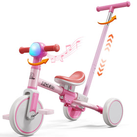 Ridego 5-in-1 tricycle front view with RGB light for visibility and fun.