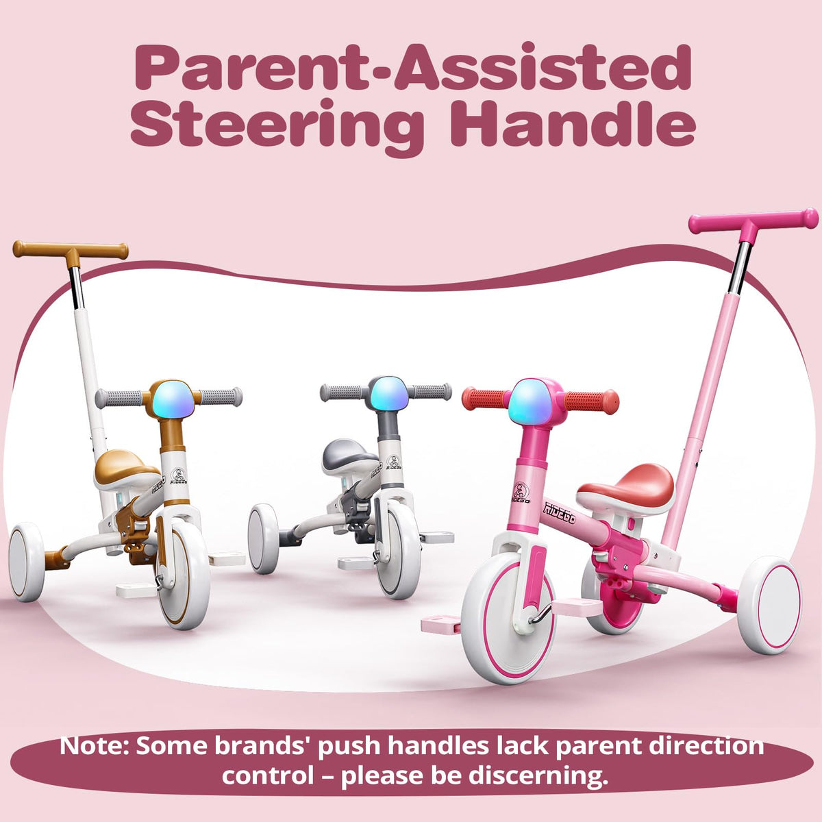 Ridego pedal-trike mode helps early balance and mobility.