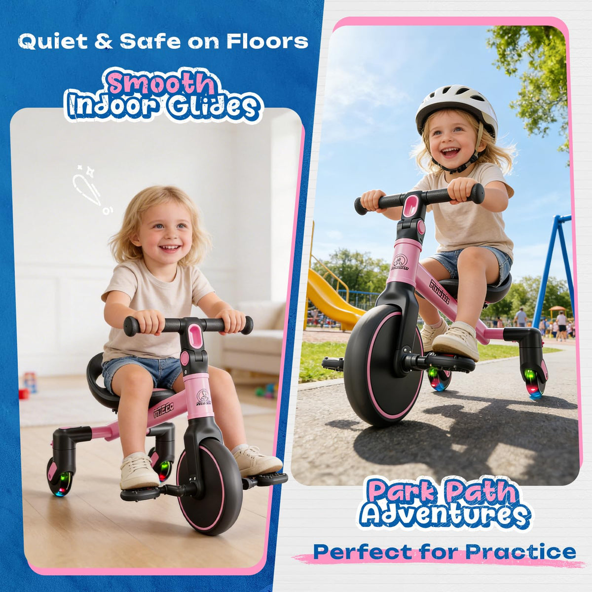 Ridego carbon steel frame offers durable construction and smooth steering.