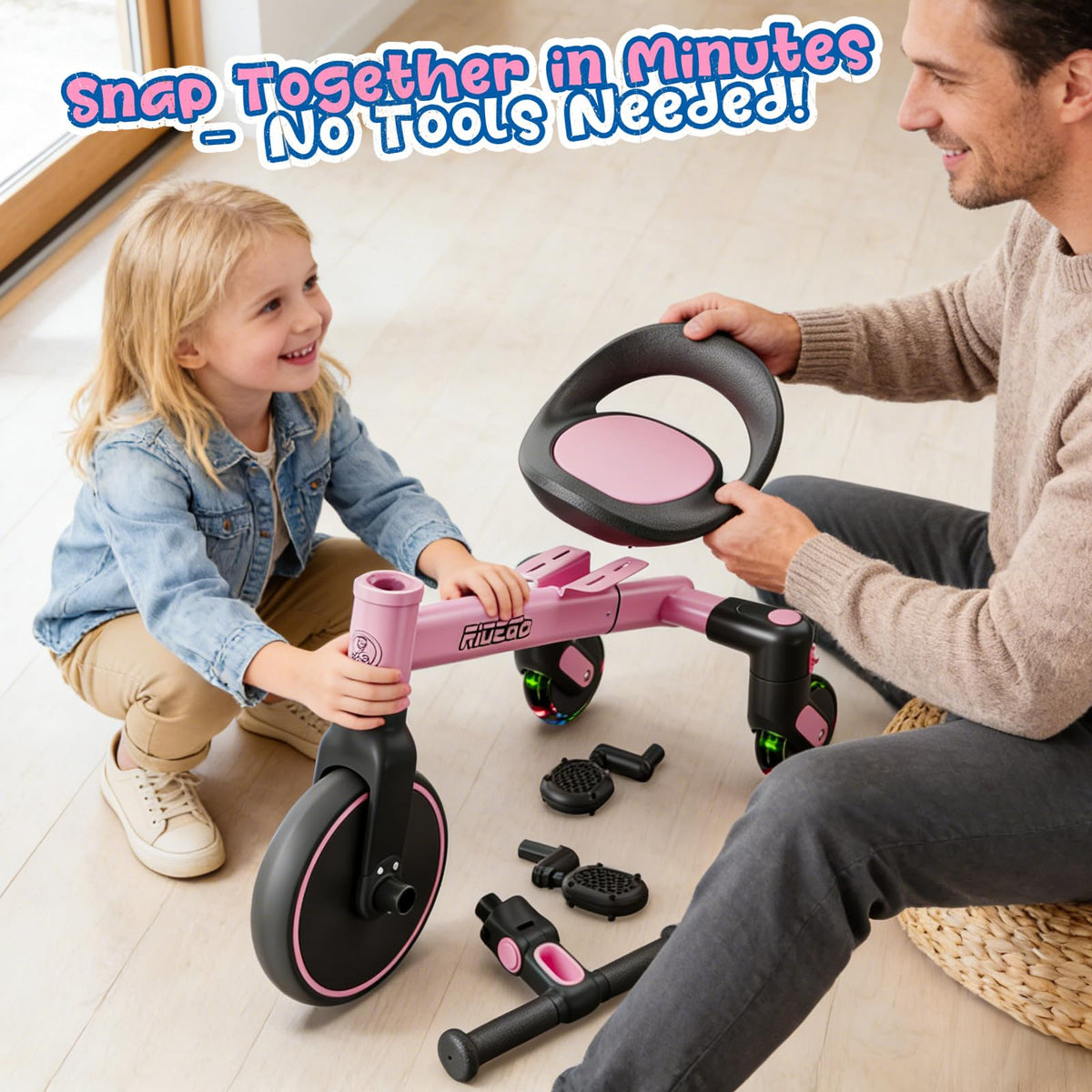 Ridego tool-free assembly enables quick setup indoors or outdoors.