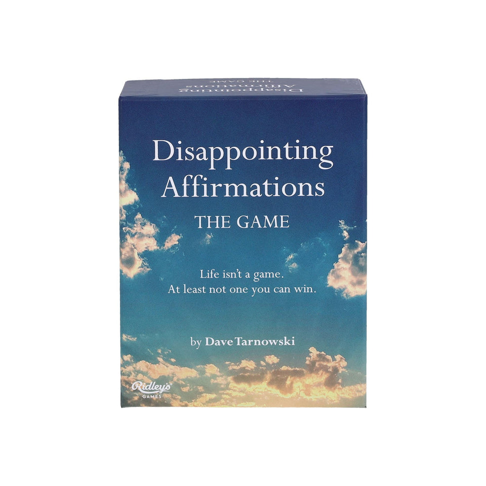 Ridley's Disappointing Affirmations game box ready for a laughter-filled game night