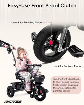 RIDYEE 360-degree rotating seat adjusted for growing height and comfort.