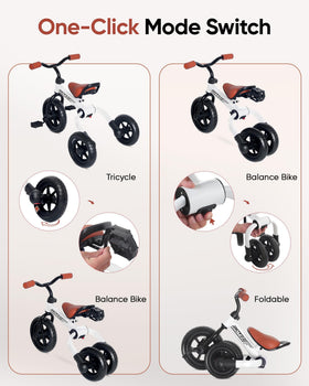 RIDYEE 3-in-1 tricycle handlebar adjustment; customizable steering height for comfort.