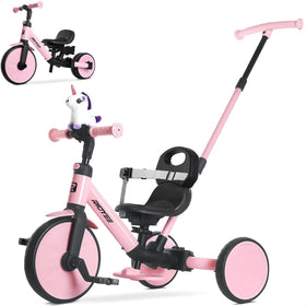RIDYEE 5-in-1 toddler tricycle with multiple modes for growing children.
