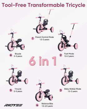RIDYEE push handlebar offers parent control during early rides.