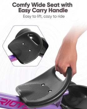 RIDYEE wide wheelbase design in purple boosts stability for confident riding.