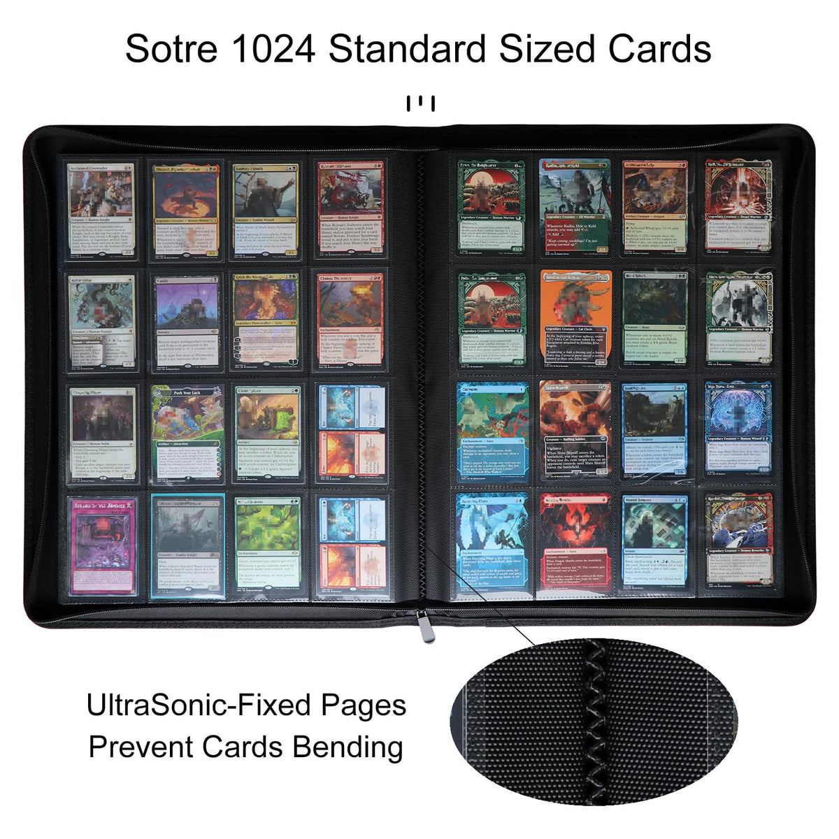 Rieton 16-pocket binder page padding protecting cards from scratches during handling