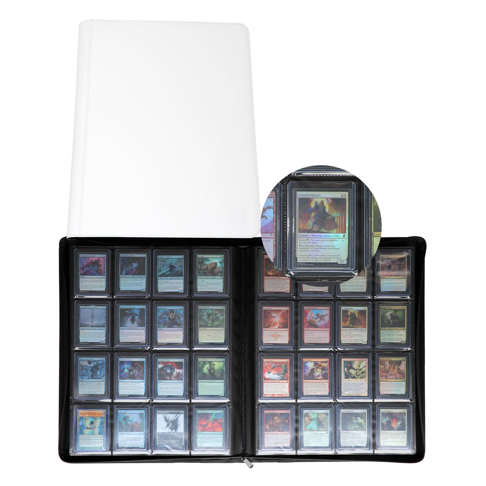 Rieton 16-pocket binder front cover shows padded protection for delicate cards