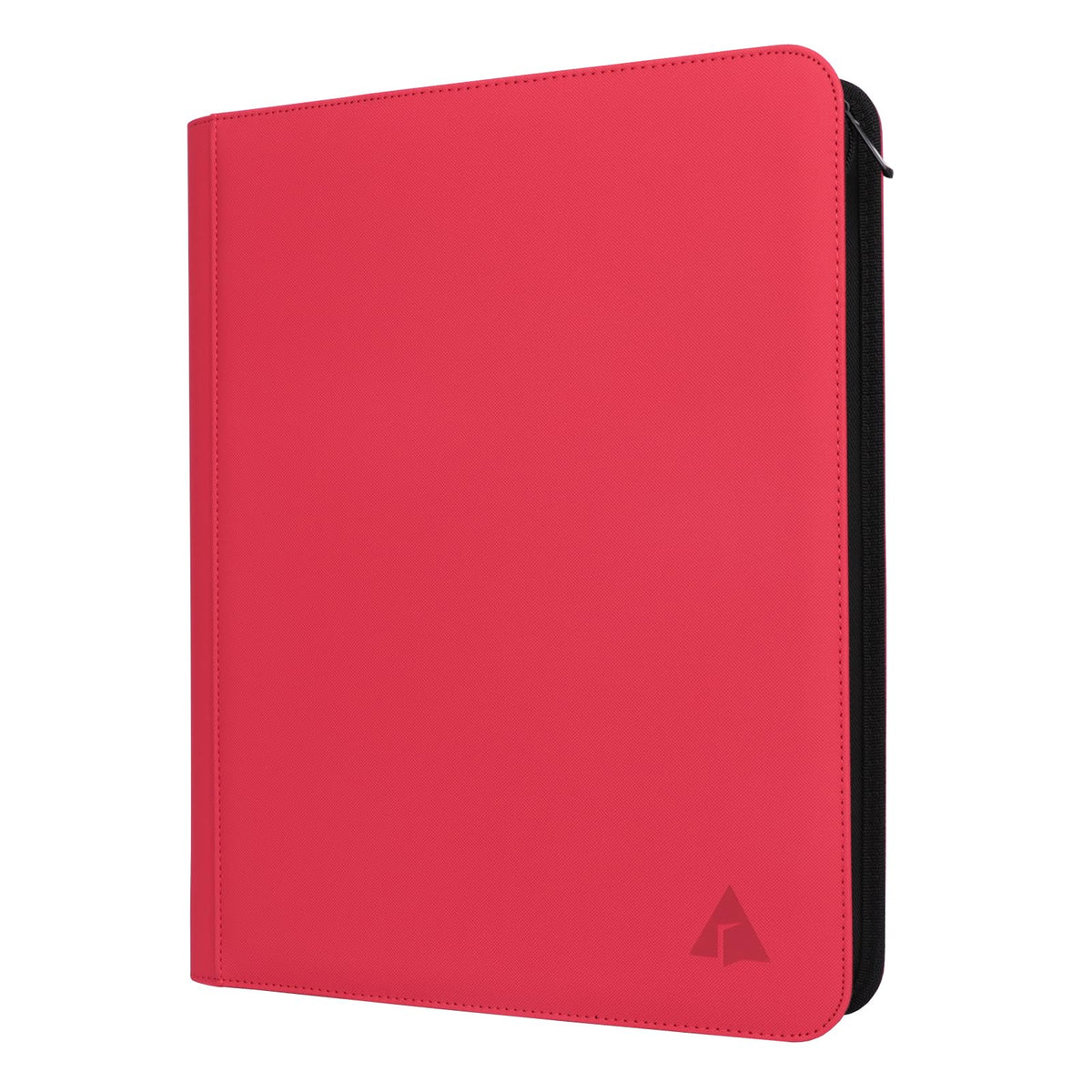 Rieton red top-loader binder front view showing organized card storage and protection