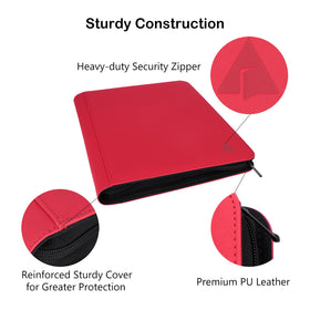Rieton red binder zip closure prevents spills when stored