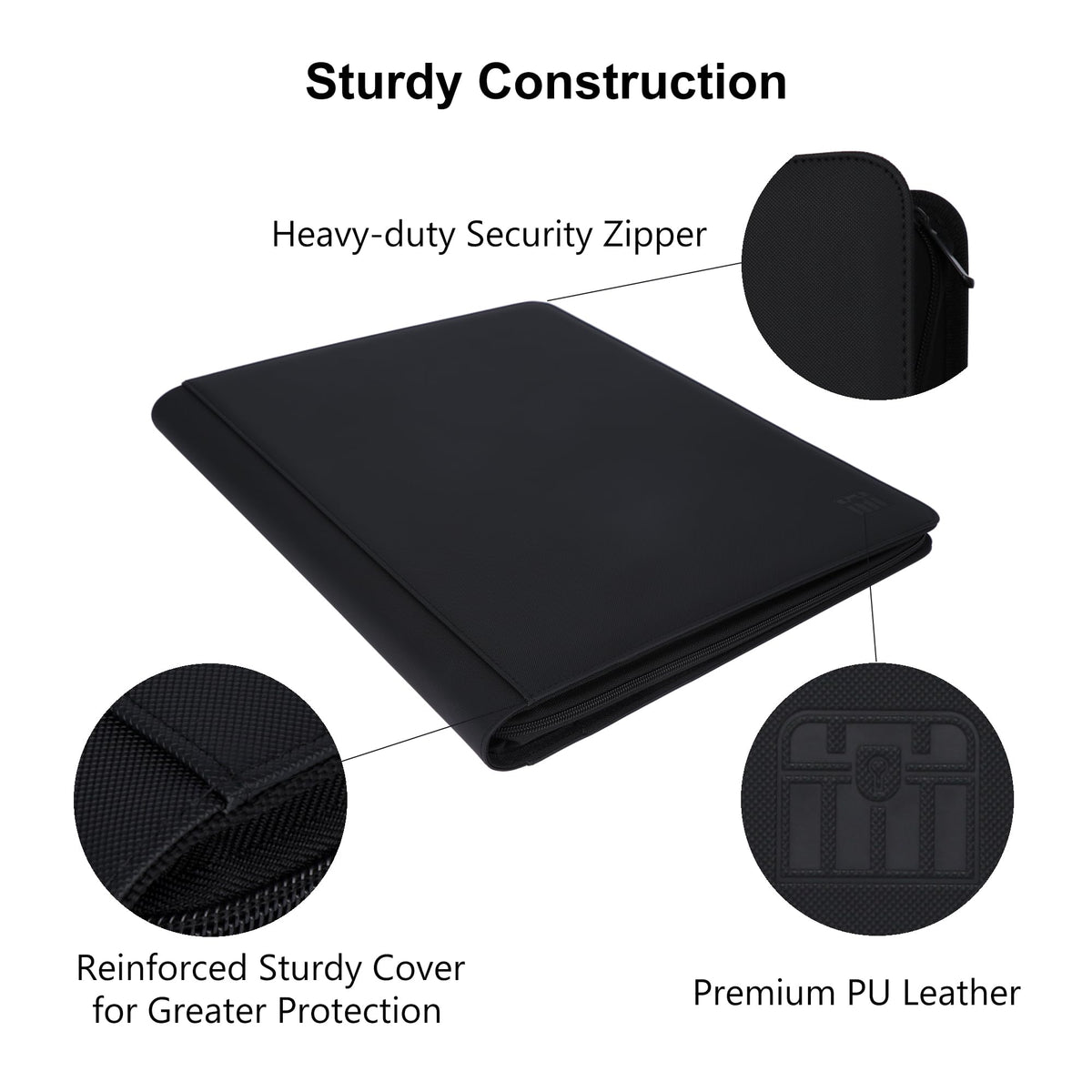 Rieton binder zipper closure keeps contents secure when not in use.