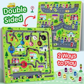 Rifamee number maze board back emphasizing counting and color matching with beads.
