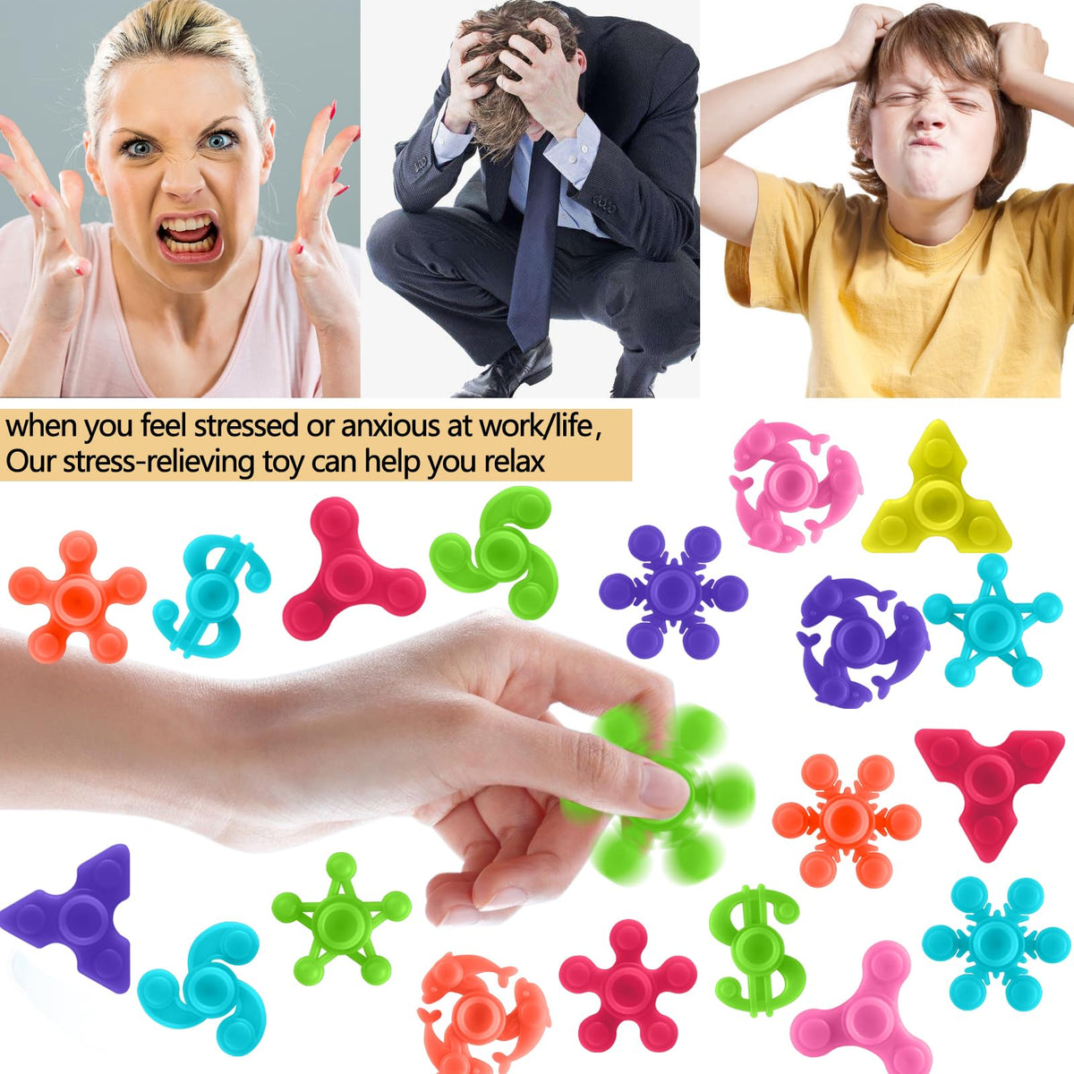 Riferg fidget spinners held in hand provide quick stress relief.