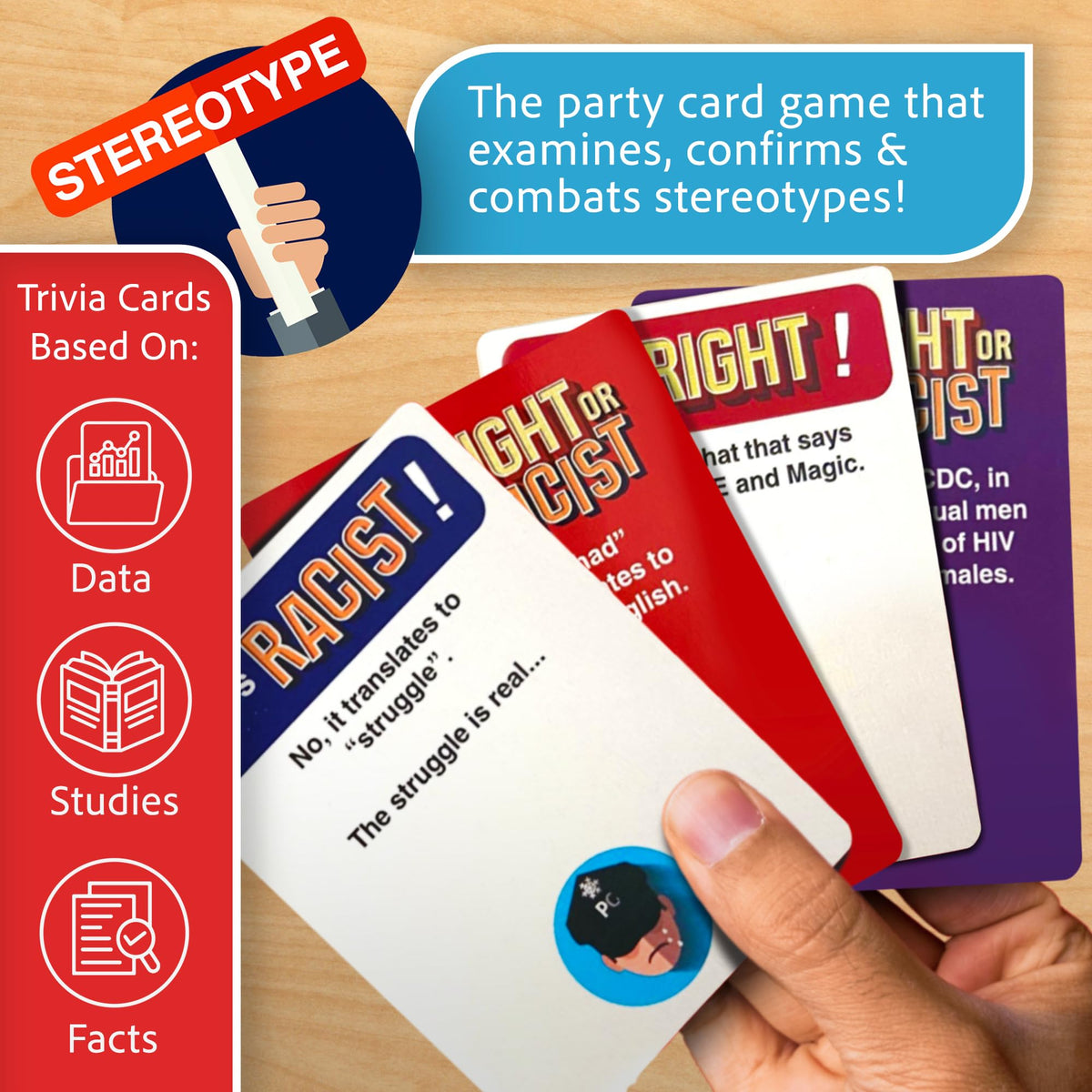 Right Or Racist game box art inviting friends to a fun game night