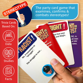 Right Or Racist game box art inviting friends to a fun game night