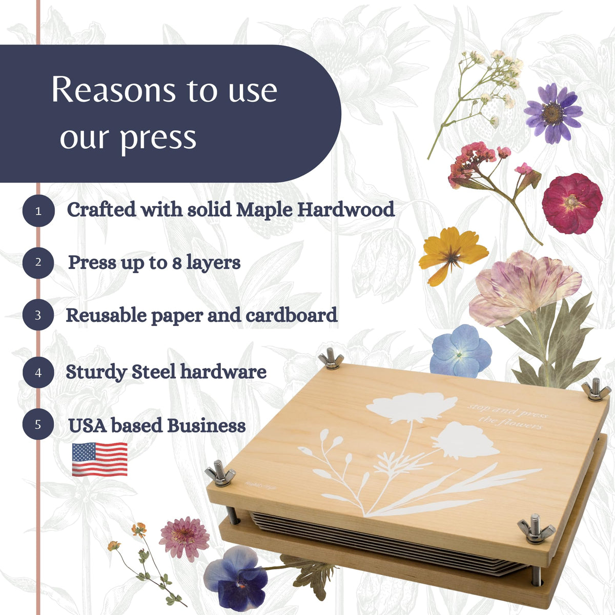 Rightly Wyld maple wood frame shows sturdy construction for consistent pressing.