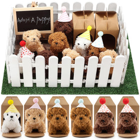 Rigibright Adopt A Puppy set: 24 mini plush puppies with hats for festive party decor