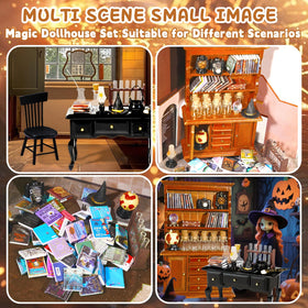 Rileryan Witchy House Kit tiny cauldron for magical scenes.
