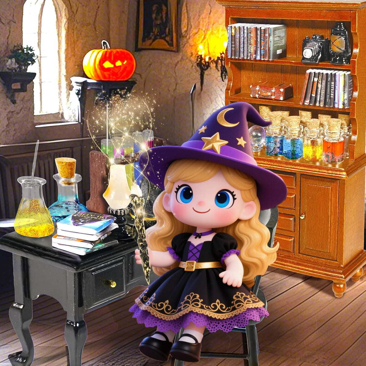 Rileryan Witchy House Kit Halloween decor for display.