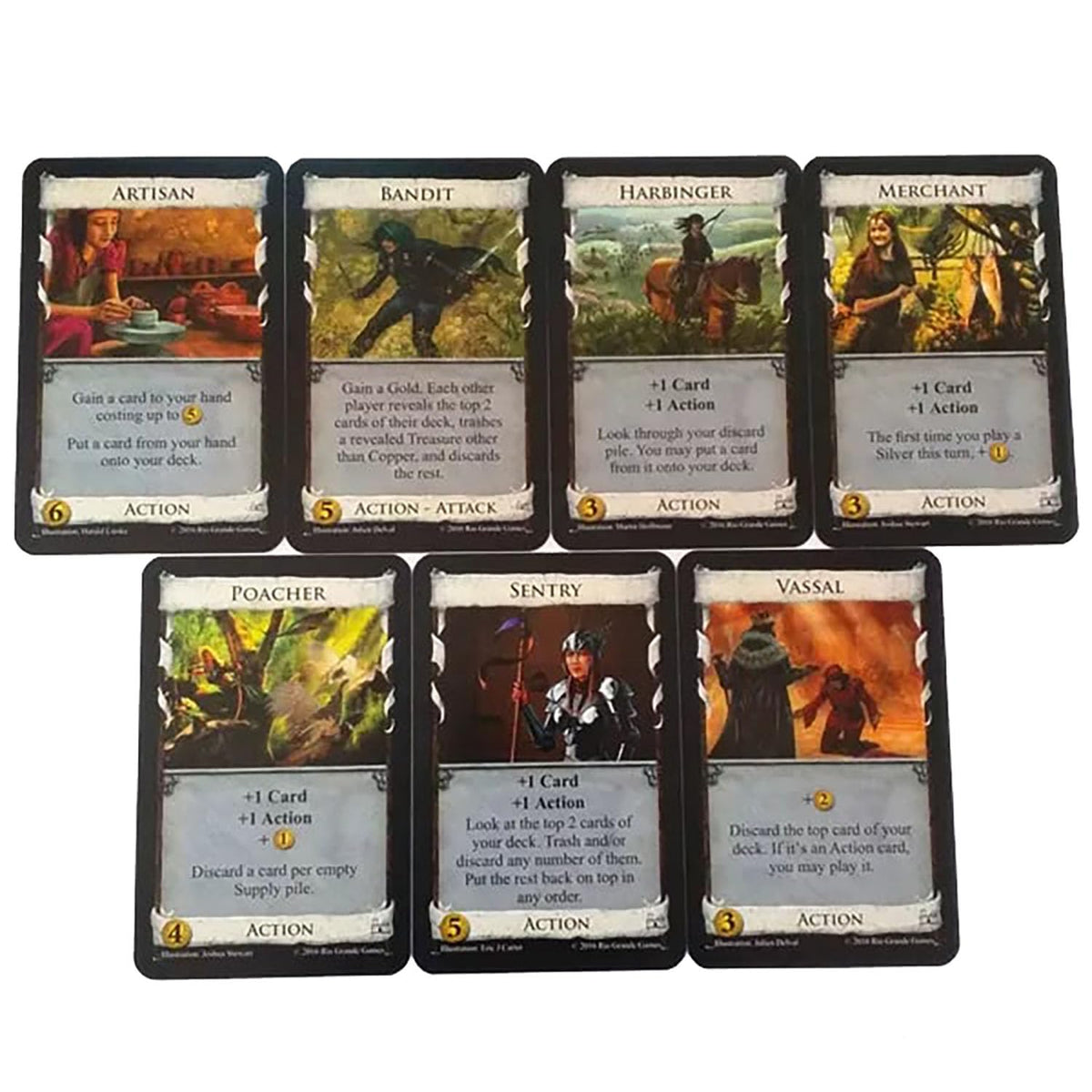 Rio Grande Games Dominion 2nd Edition action-play visuals illustrate tactical choices for two to four players.