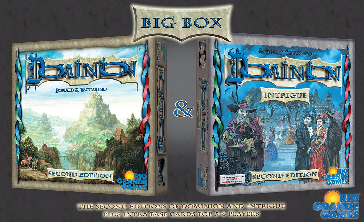 Rio Grande Games Dominion Intrigue 2nd Edition packaging with refined components.