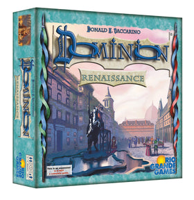Rio Grande Games Dominion: Renaissance box art with premium components and thematic imagery