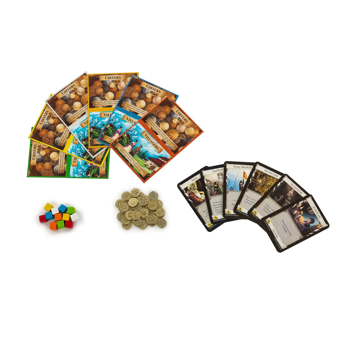 Tokens from Dominion: Renaissance used to save coins and actions in play
