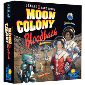 Rio Grande Games Moon Colony Bloodbath box art showcases retro sci-fi theme for immersive setup.