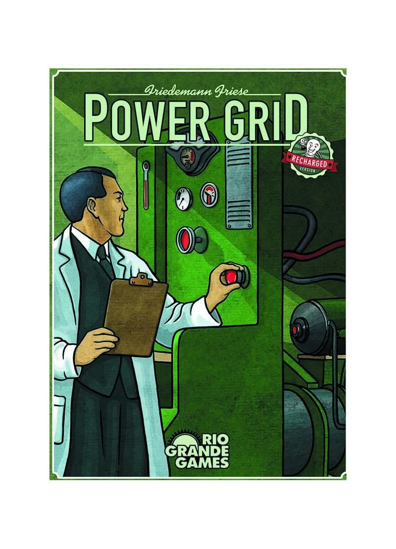Rio Grande Games Power Grid Recharged front cover showcasing vibrant artwork for strategic play.