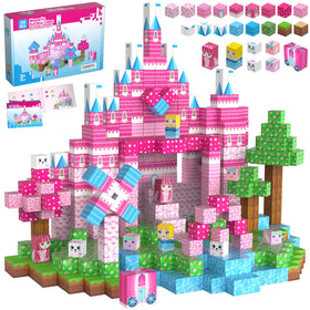 Riomuru pink princess castle blocks for imaginative play and storytelling