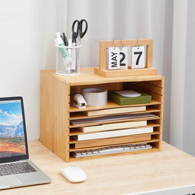 Ripeng natural bamboo puzzle storage on a desk setup