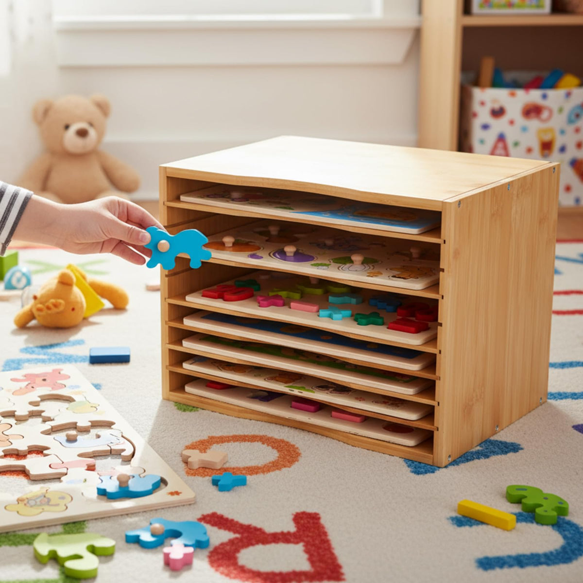 Ripeng puzzle organizer seven-slot storage highlights separation of puzzles