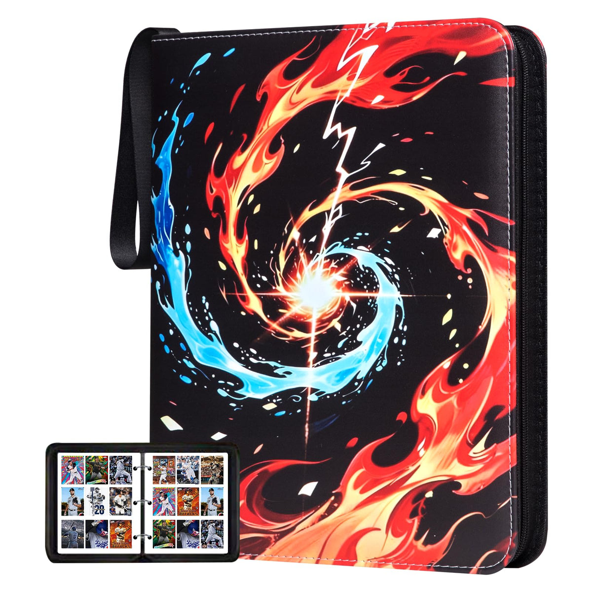 RIRDGLSY card binder open with 9-pocket pages for organized collection on the go
