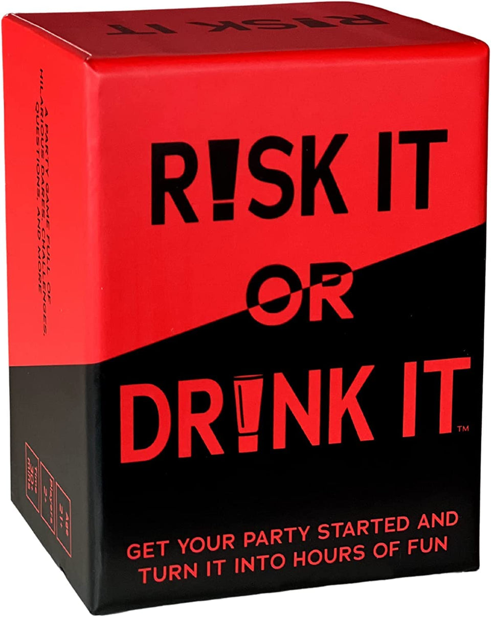 Risk It or Drink It cards white tipsy tasks showcase quick play and social energy.