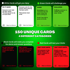 Risk It Or Drink It expansion pack daring cards fanned on the table spark bold bets.