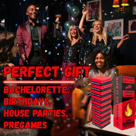 Risk It Or Drink It game-night setup fosters laughter and easy guest participation