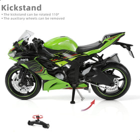 Risopen 1:12 Kawasaki Ninja ZX-6R logo detail captures branding accuracy for shelves