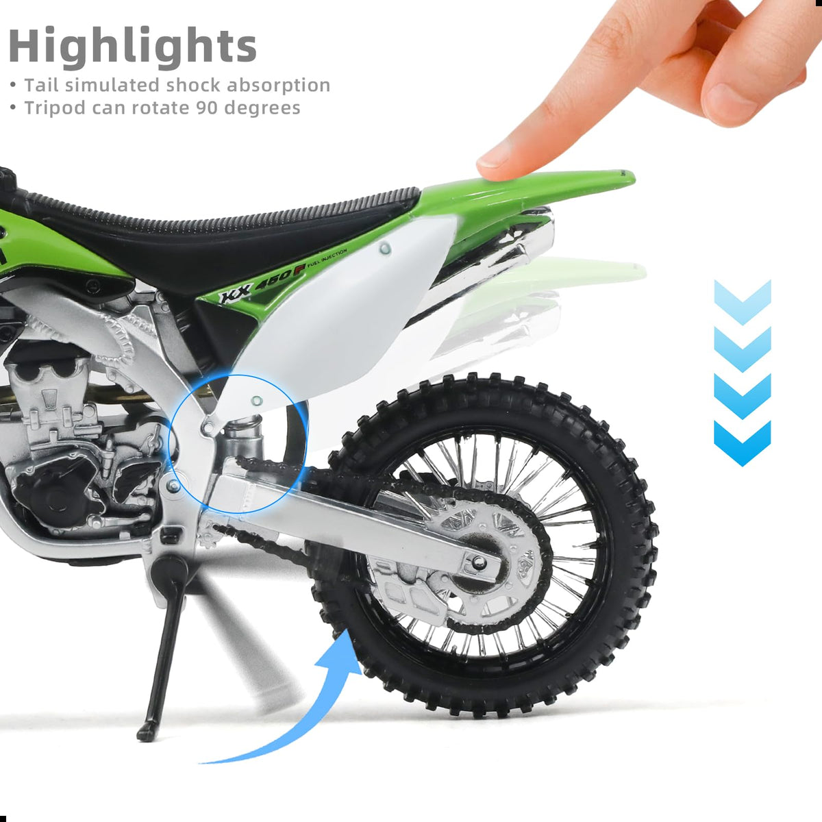 Risopen KX450F 1:12 dirtbike paintwork detail with color.