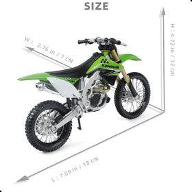 Risopen KX450F 1:12 dirtbike side view, ideal for desk decor.